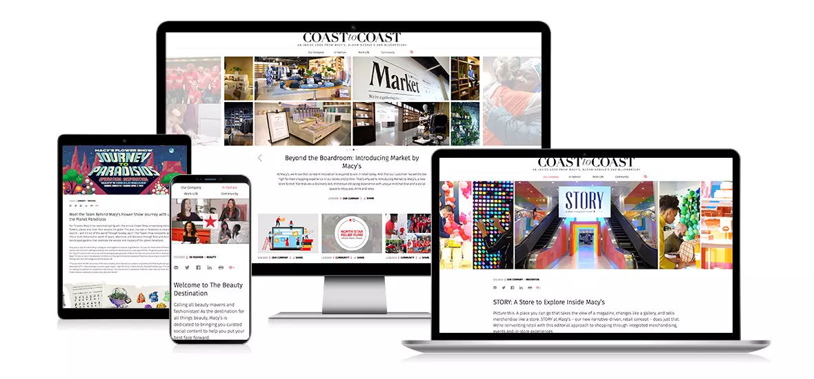Coast to Coast site featured on multiple screen sizes to showcase its responsive design