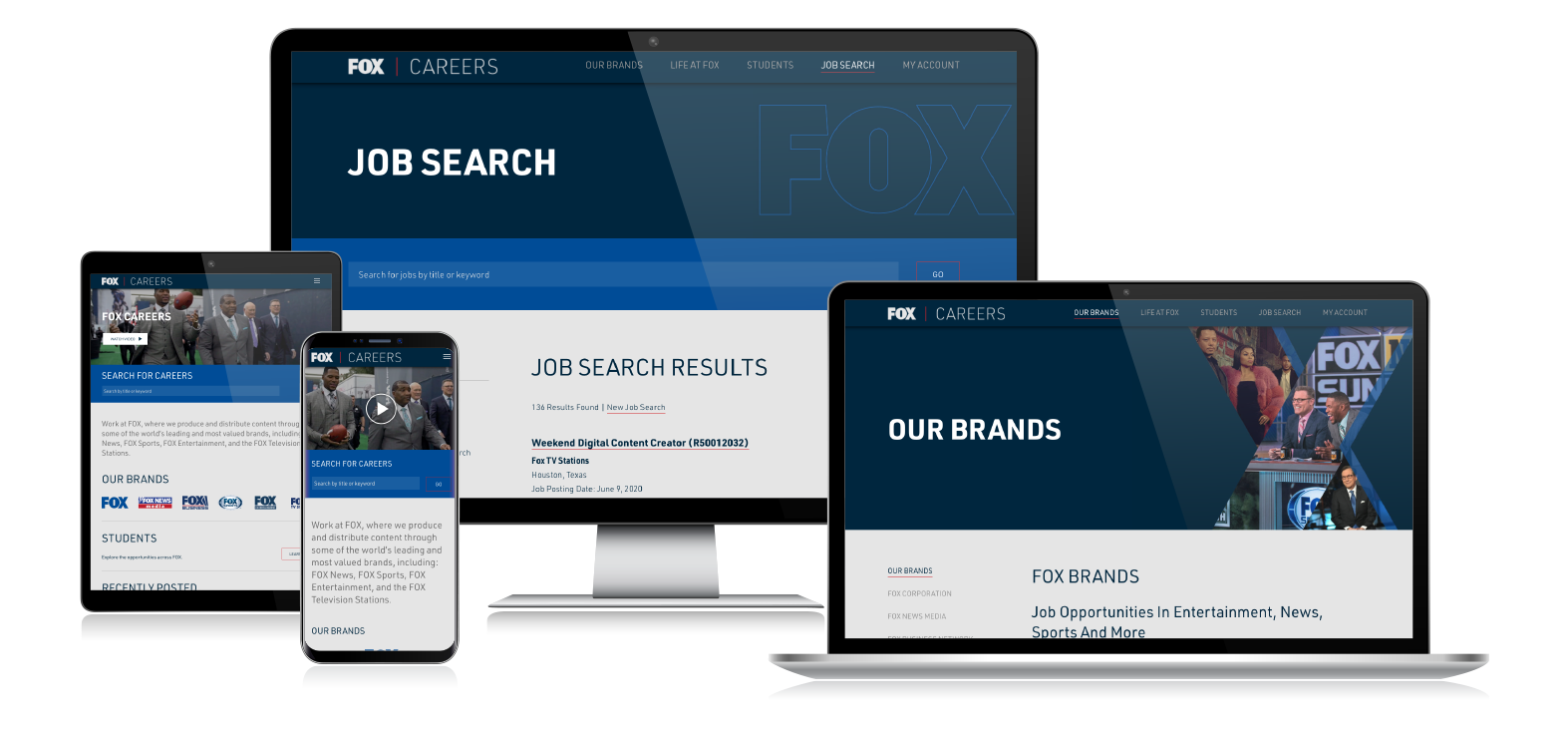 Fox Careers responsive web design on multiple devices